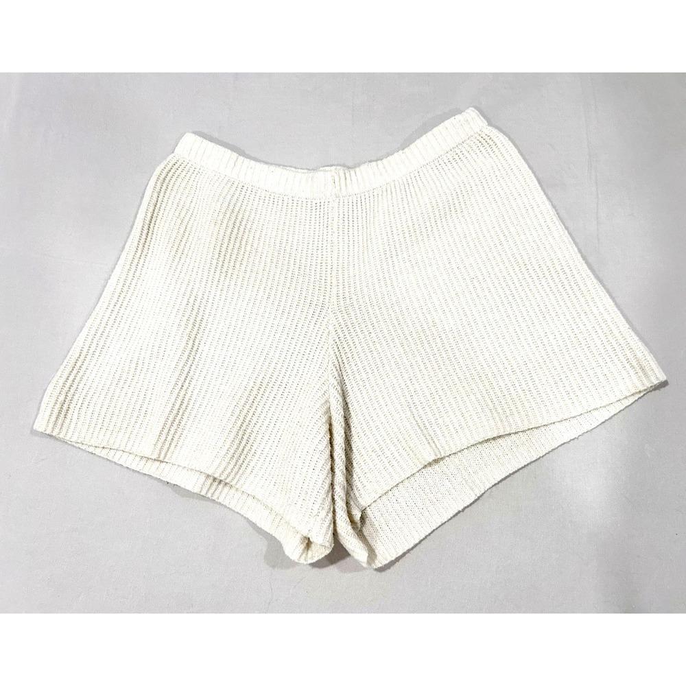 Aerie Sweater Knit Shorts Cream Size Large Lounge Cozy Cottagecore Leisure